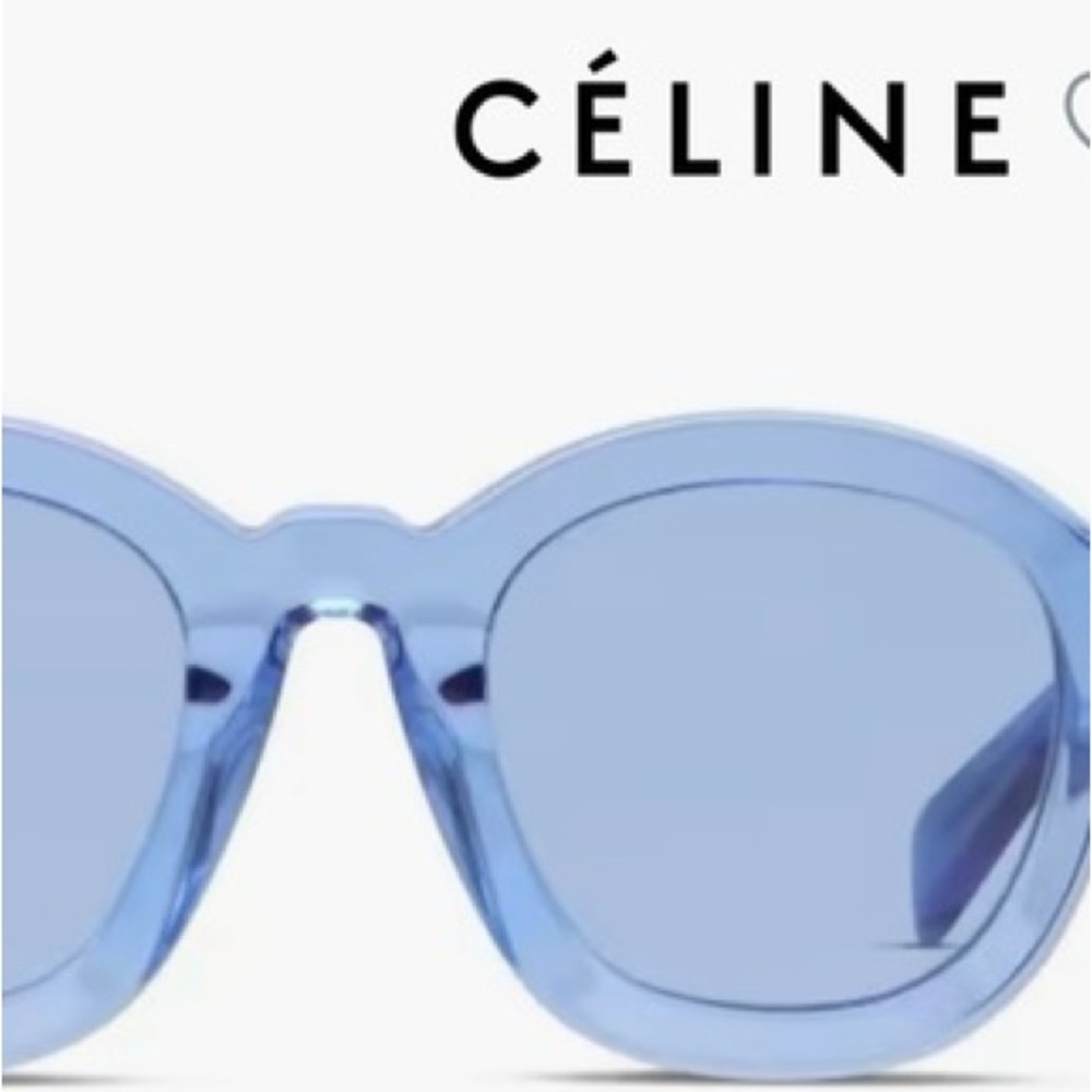 CELINE CL40017F ROUND SUNGLASSES BLUE NEW WITH CELINE CASE - Picture 15 of 16